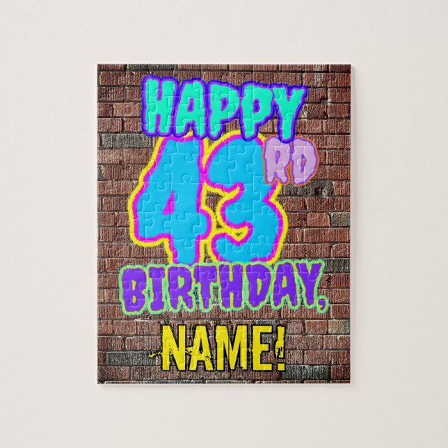 43rd Birthday ~ Fun, Urban Graffiti Inspired Look Jigsaw Puzzle (Vertical)