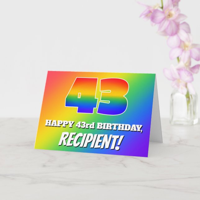 43rd Birthday: Multicolored Rainbow Pattern # 43 Card (Orchid)
