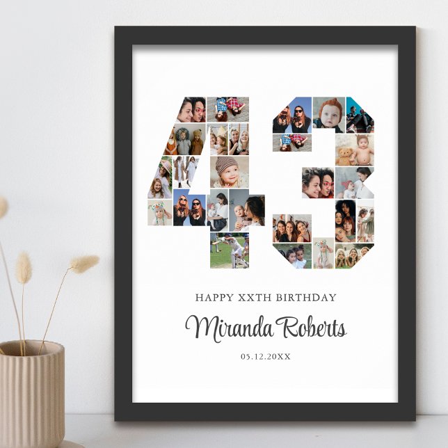 43rd Birthday Number 43 Custom Photo Collage Poster (Creator Uploaded)