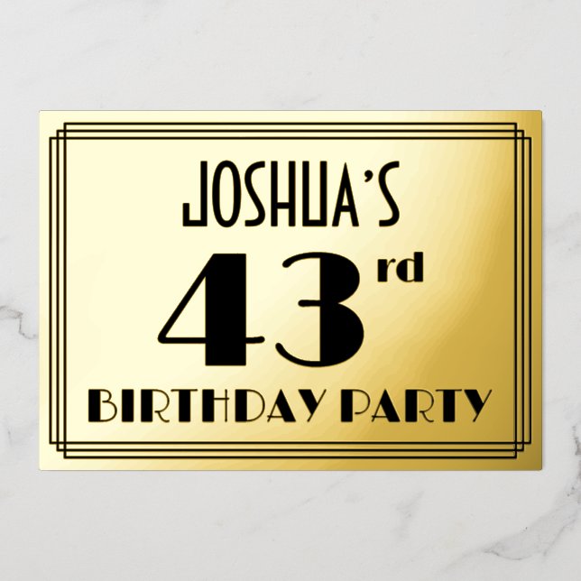 43rd Birthday Party — Art Deco Look “43” + Name (Front)