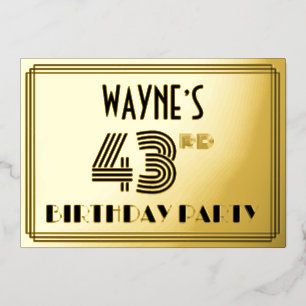 43rd Birthday Party — Art Deco Style “43” & Name