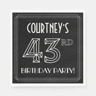 43rd Birthday Party: Art Deco Style + Custom Name Napkin