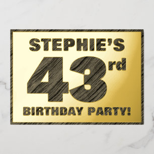 43rd Birthday Party — Bold, Faux Wood Grain Text