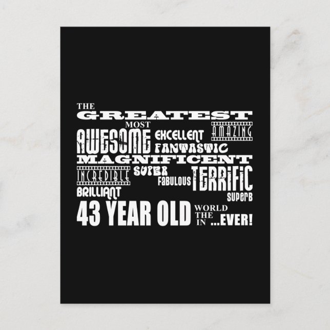 43rd Birthday Party Greatest Forty Three Year Old Invitation Postcard (Front)