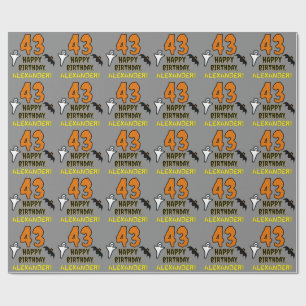 43rd Birthday: Spooky Halloween Theme, Custom Name Wrapping Paper