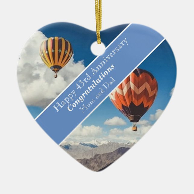 43rd Wedding Anniversary Ceramic Ornament (Front)