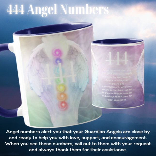 444 Numéros d'anges Chakra Anges ailes Café Mug (Créateur téléchargé)