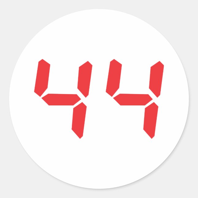 44 fourty-four red alarm clock digital number classic round sticker (Front)