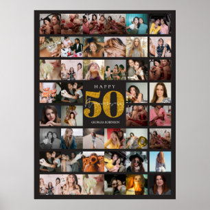 44 Photo Collage 50th Birthday Poster
