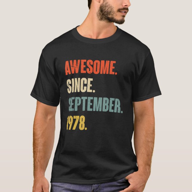 44 Year Old 44th Birthday   Awesome Since Septembe T-Shirt (Front)