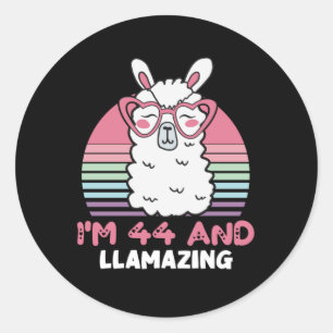 44 Year Old Bday Llamazing 44th Birthday Llama Classic Round Sticker