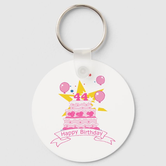 44 Year Old Birthday Cake Keychain (Front)
