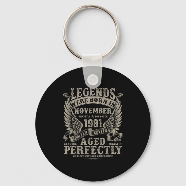 44 Year Old Birthday For Men November 1981 Bday  Keychain (Front)