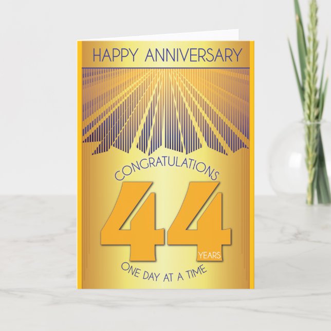 44 Year Sober Anniversary | Golden Ray 12 Step Card (Front)