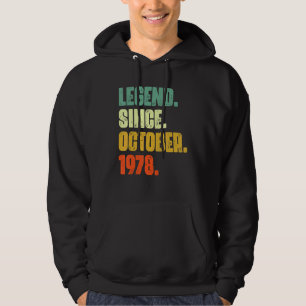 44 Years Old Legend Since October 1978 44th Birth Hoodie