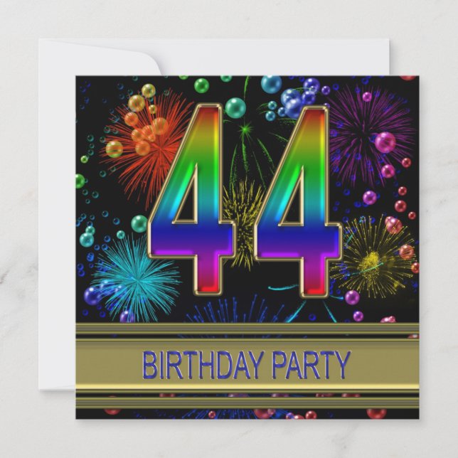 44e fête d'anniversaire Invitation avec bulles (Devant)