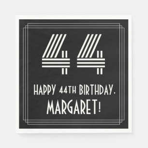 44th Birthday: Art Deco Inspired Look "44" + Name Napkin