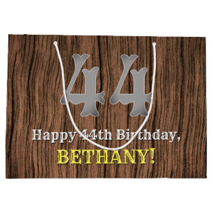 44th Birthday: Country Western Inspired Look, Name Large Gift Bag