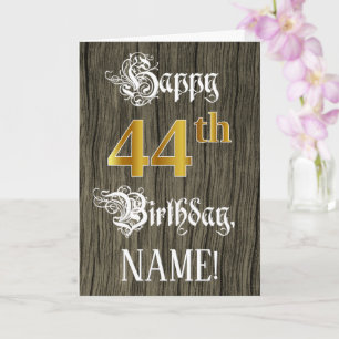 44th Birthday: Faux Gold Look + Faux Wood Pattern Card