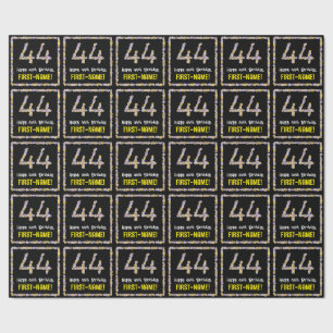 44th Birthday: Floral Flowers Number, Custom Name Wrapping Paper