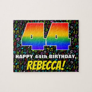 44th Birthday — Fun, Colourful Music Symbols & “44 Jigsaw Puzzle