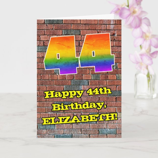 44th Birthday: Fun Graffiti-Inspired Rainbow 44 Card (Orchid)