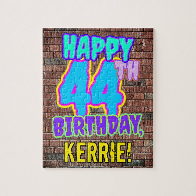 44th Birthday ~ Fun, Urban Graffiti Inspired Look Jigsaw Puzzle (Vertical)