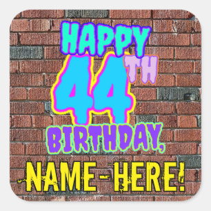 44th Birthday – Fun, Urban Graffiti Inspired Look Square Sticker