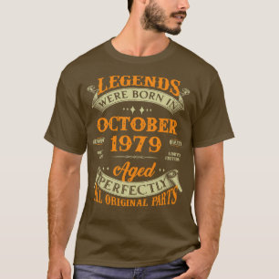44th Birthday Gift Legends Born In October 1979 44 T-Shirt
