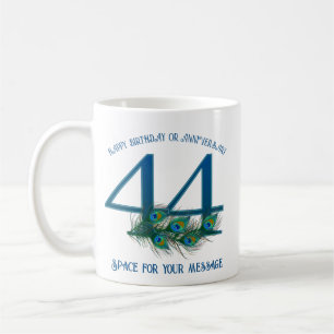44th Birthday Or Anniversary Peacock Feather Coffee Mug