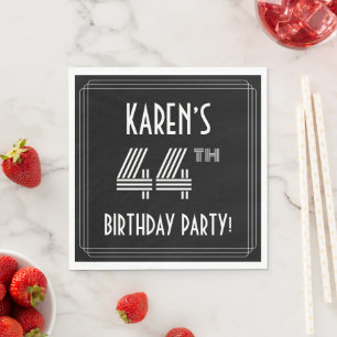 44th Birthday Party: Art Deco Style + Custom Name Napkin