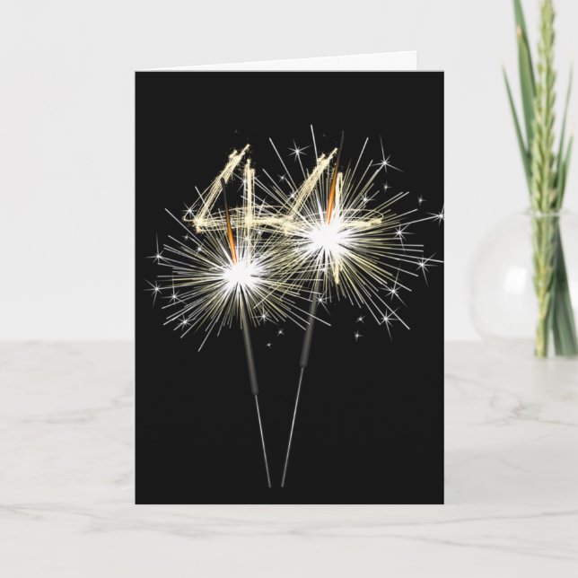 44th Birthday Sparklers on Black  Card (Front)