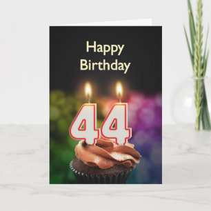 44th Birthday with cake and candles Card