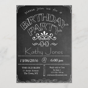 44th Chalkboard Birthday Celebration Invitation