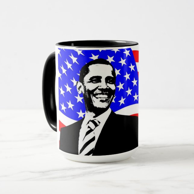 44th President, Barack Obama and Flag Coffee Mug (Front Left)