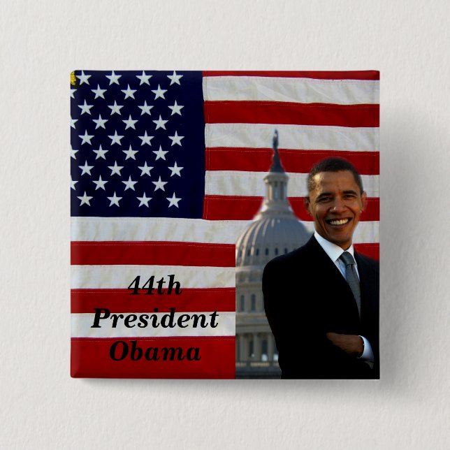 44th President Barack Obama_Button_by Elenne 2 Inch Square Button (Front)