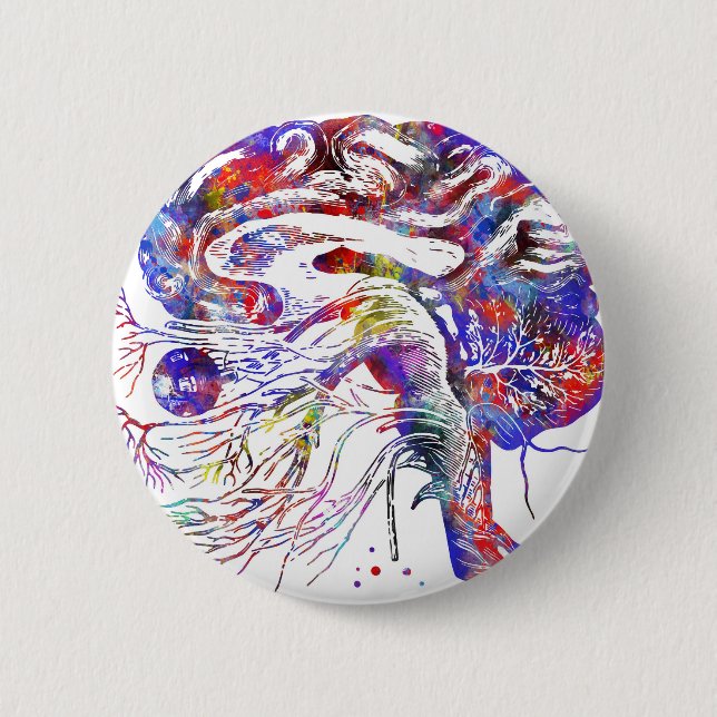 4522bBrain cranial nerves, brain cranial nerves 2 Inch Round Button (Front)