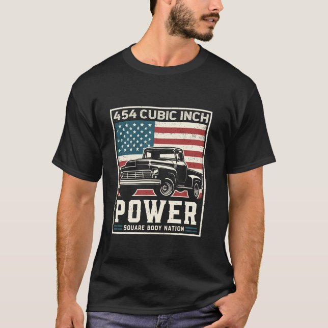 454 Cubic Inch Square Body Nation T Shirt (Front)