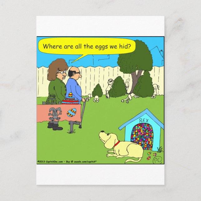 456 Where are the Easter eggs - colour cartoon Holiday Postcard (Front)