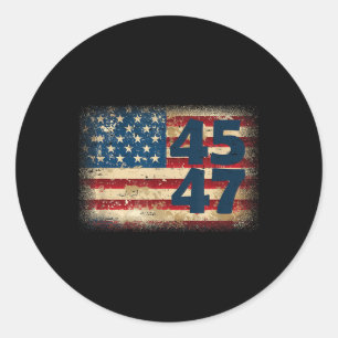 45 47 Donald Trump 2025 American Flag Classic Round Sticker