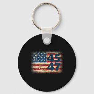 45 47 Donald Trump 2025 American Flag Keychain