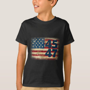 45 47 Donald Trump 2025 American Flag T-Shirt