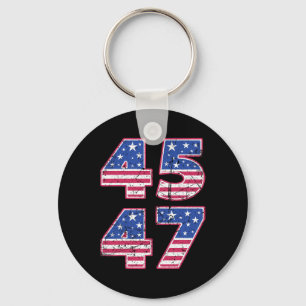 45 47 Patriotic President Trump Twice In A Lifetim Keychain