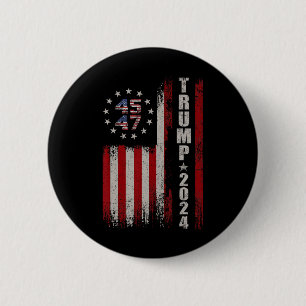 45 47 Trump 2024 American Flag 2 Inch Round Button