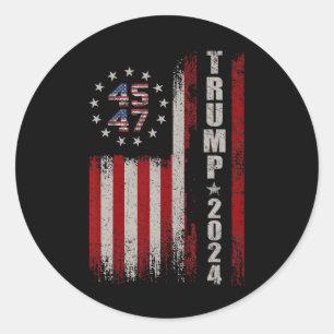 45 47 Trump 2024 American Flag Classic Round Sticker
