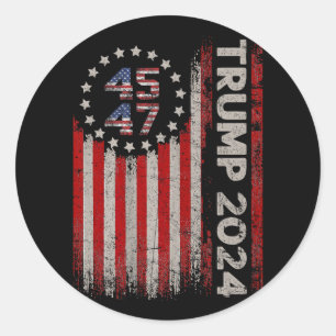 45 47 Trump 2024 American Flag Classic Round Sticker