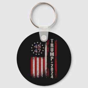 45 47 Trump 2024 American Flag  Keychain