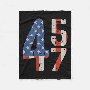 45 47 Trump 2025 American Flag (on Back) Fleece Blanket