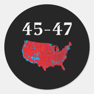 45 47 Trump Election Map 2024 Classic Round Sticker