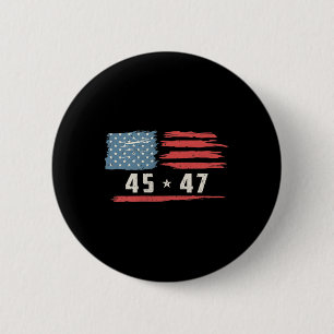 45 47 Trump President Vintage American Flag 2025 P 2 Inch Round Button